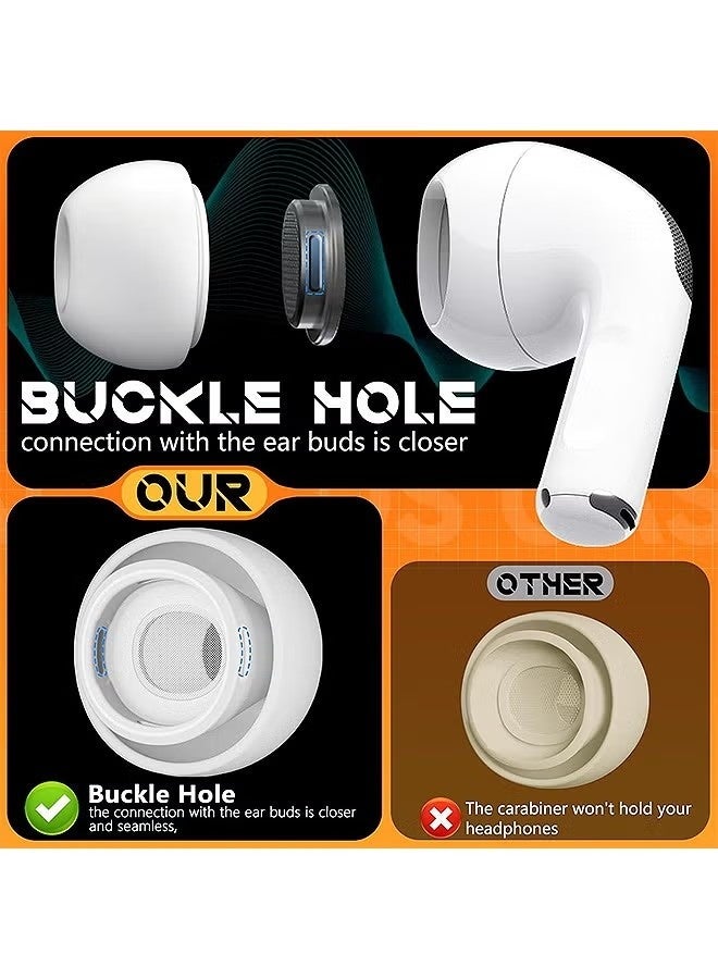 4 Pairs Replacement Ear Tips for AirPods Pro 2nd/1st Generation with Portable Storage Box & Cleaner Pen,Noise Reduction Holewith & Built-in dust Guard Screen,Silicone Ear Tips for AirPods Pro (White) - Image 5